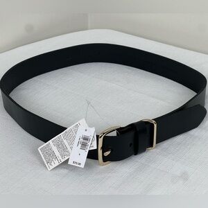 Banana Republic NWT Black Leather Belt with Gold Buckle